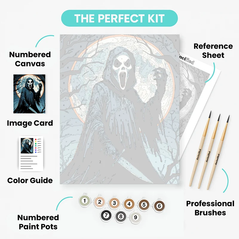 Ghostface Reaper Under Full Moon - Paint by Numbers Kit