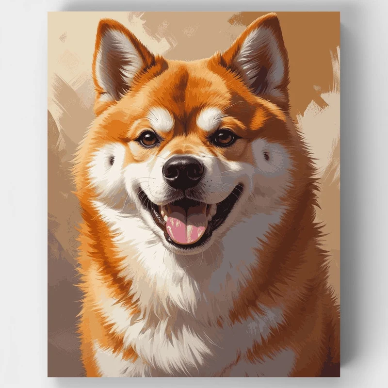 Happy Shiba Inu Portrait - Paint by Numbers Kit