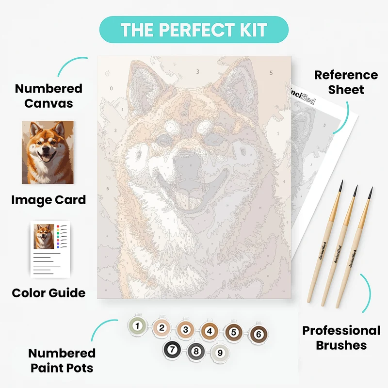 Happy Shiba Inu Portrait - Paint by Numbers Kit