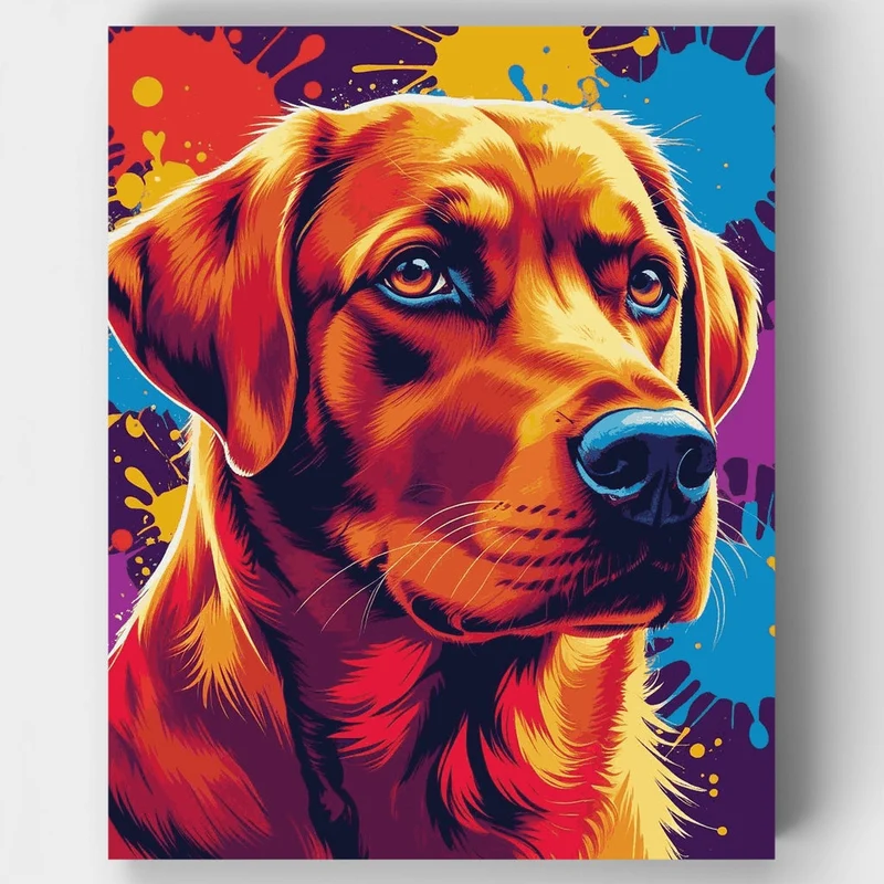 Vibrant Golden Retriever Pop Art - Paint by Numbers Kit