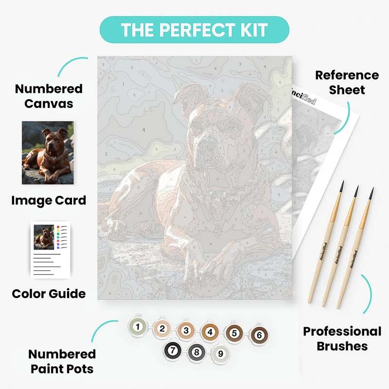 Regal Pit Bull with Ornate Collar - Paint by Numbers Kit