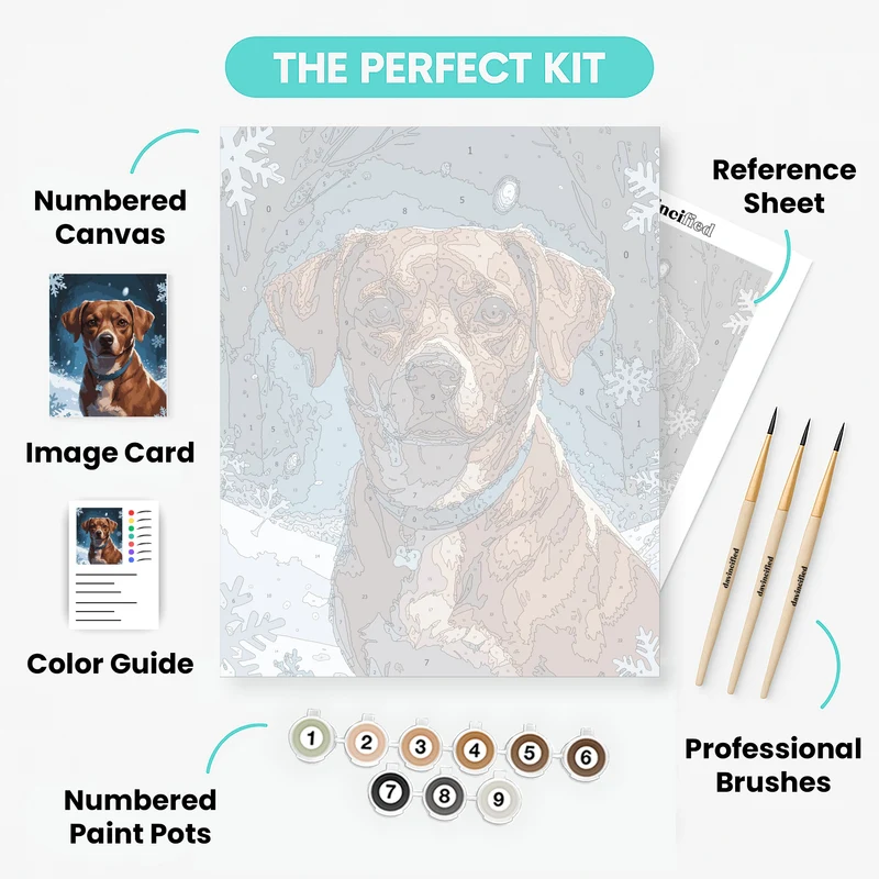 Winter Dog Portrait - Paint by Numbers Kit