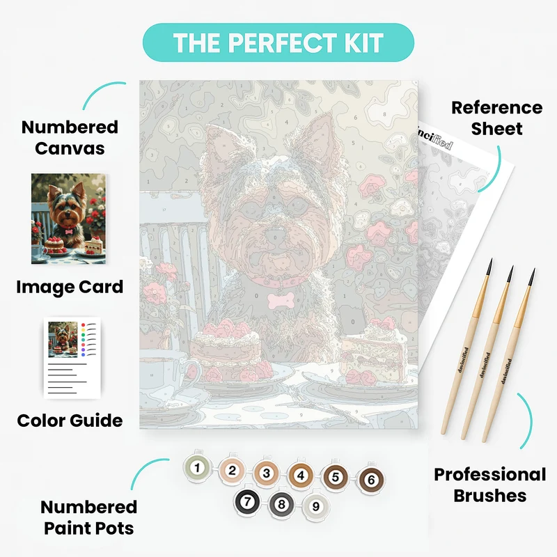 Yorkshire Terrier Tea Party - Paint by Numbers Kit