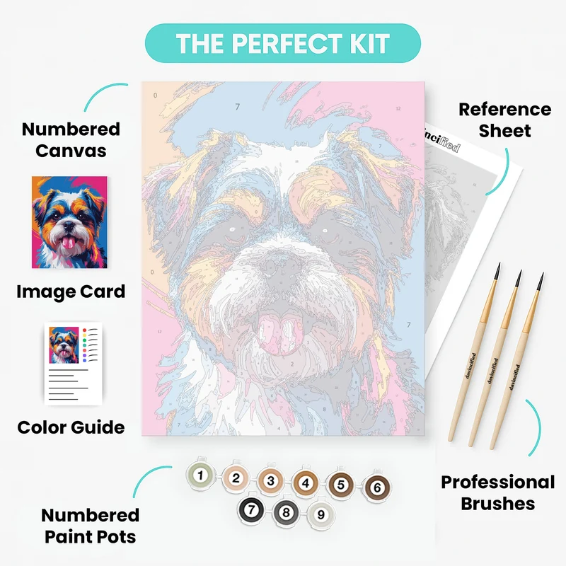 Colorful Yorkshire Terrier Pop Art - Paint by Numbers Kit