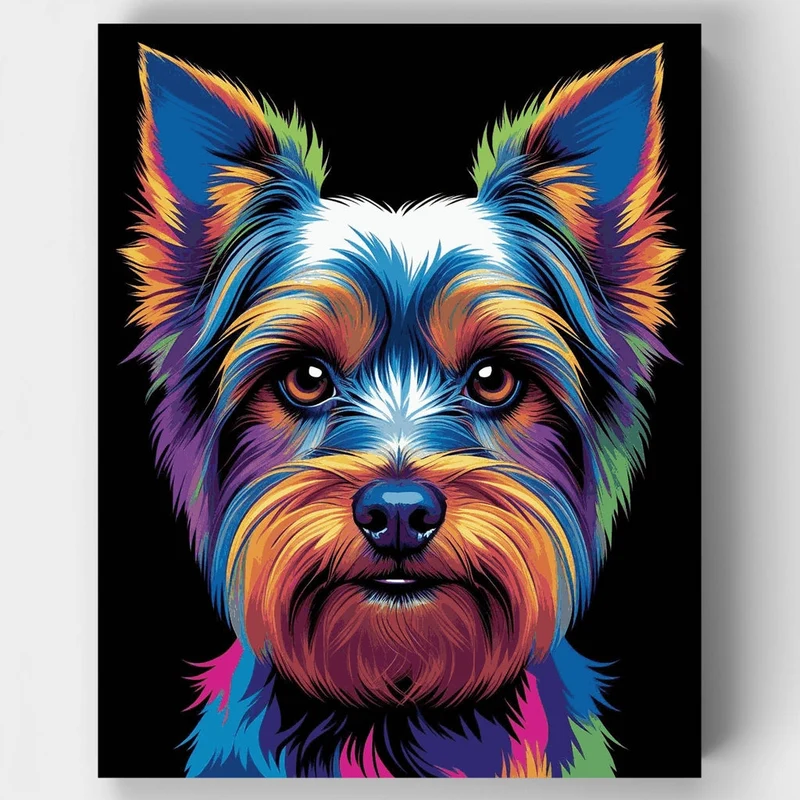 Vibrant Rainbow Yorkie Portrait - Paint by Numbers Kit