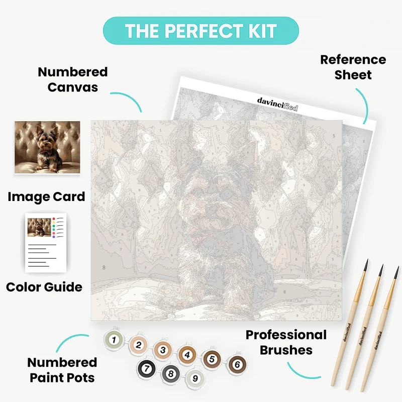 Elegant Yorkshire Terrier on Luxury Chair - Paint by Numbers Kit