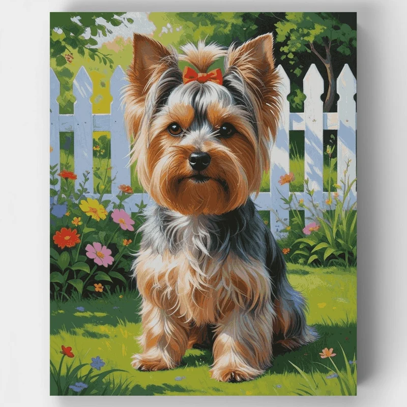 Yorkshire Terrier in Garden - Paint by Numbers Kit