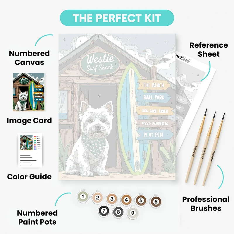 Westie Surf Shack - Paint by Numbers Kit