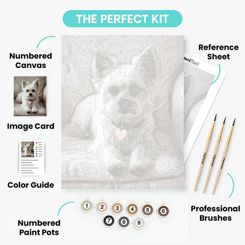 Adorable Yorkie with Pink Heart Tag - Paint by Numbers Kit