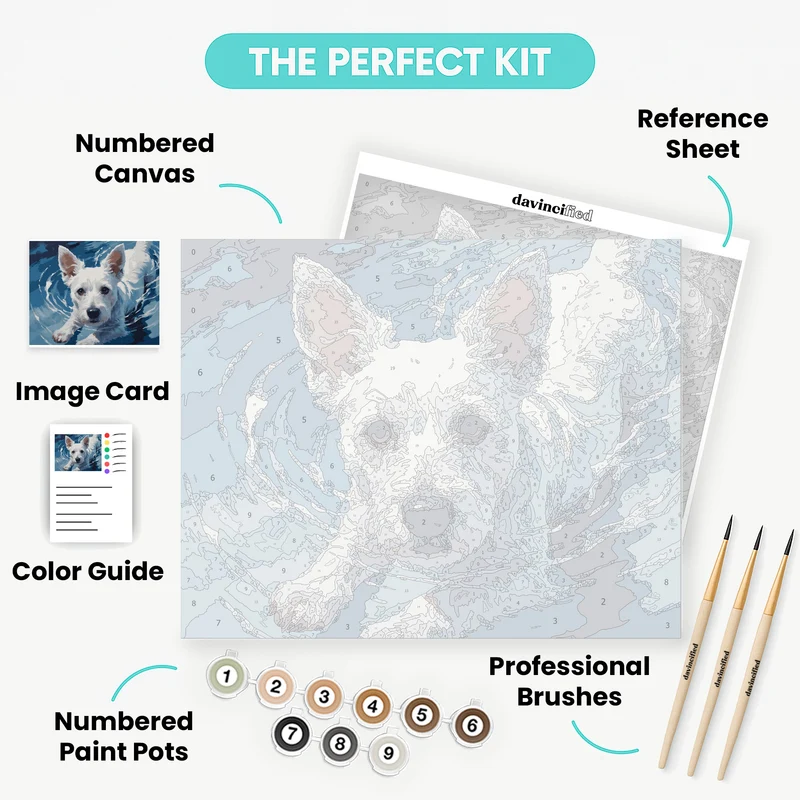 Swimming Westie Dog - Paint by Numbers Kit