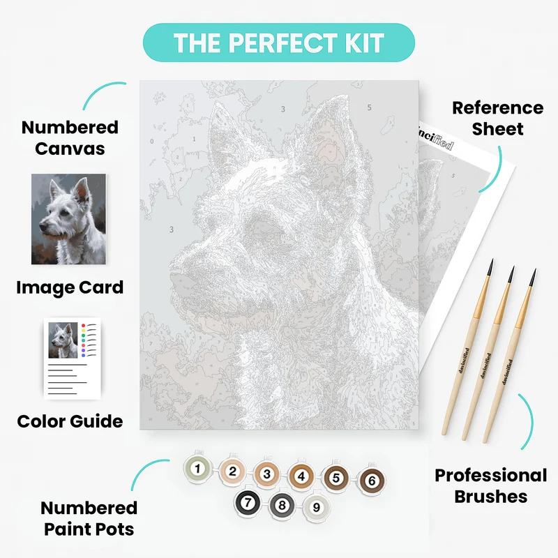White Terrier Portrait - Paint by Numbers Kit