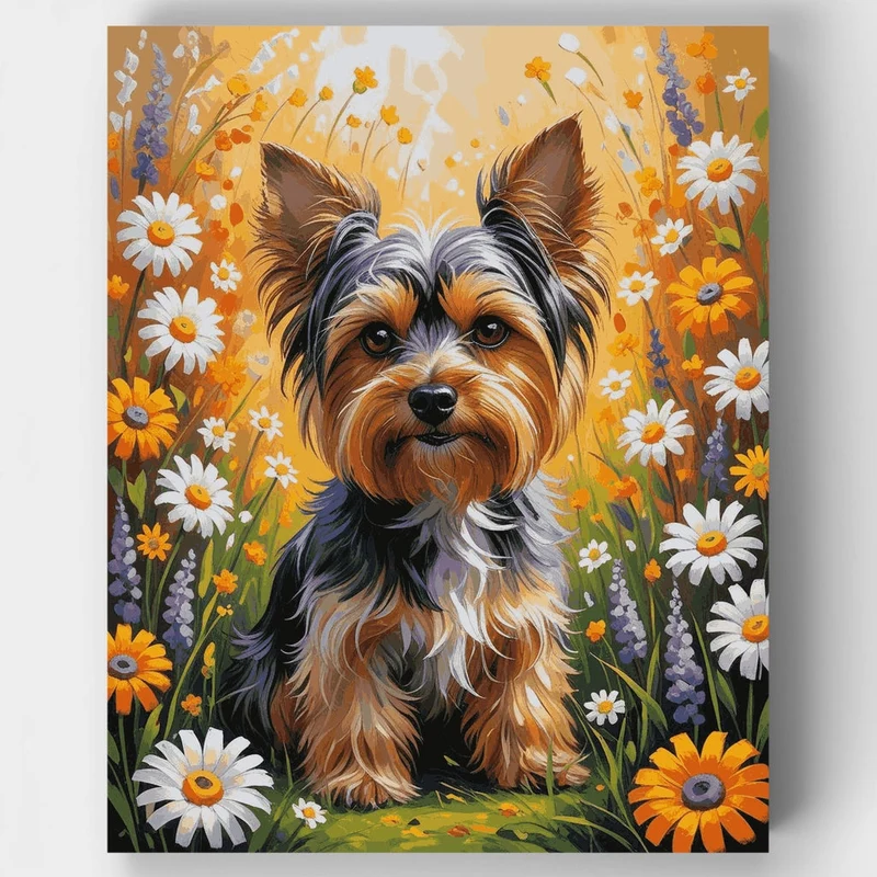 Yorkshire Terrier in Wildflower Meadow - Paint by Numbers Kit