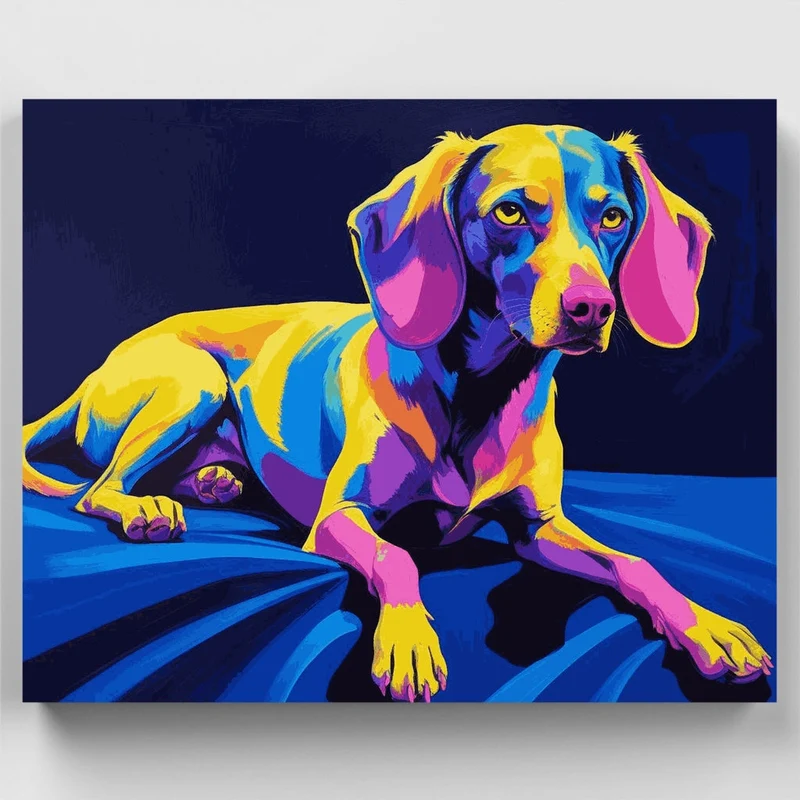 Colorful Dachshund Pop Art - Paint by Numbers Kit