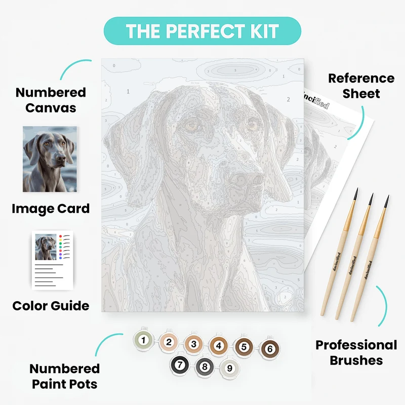 Gray Weimaraner with Soulful Eyes - Paint by Numbers Kit