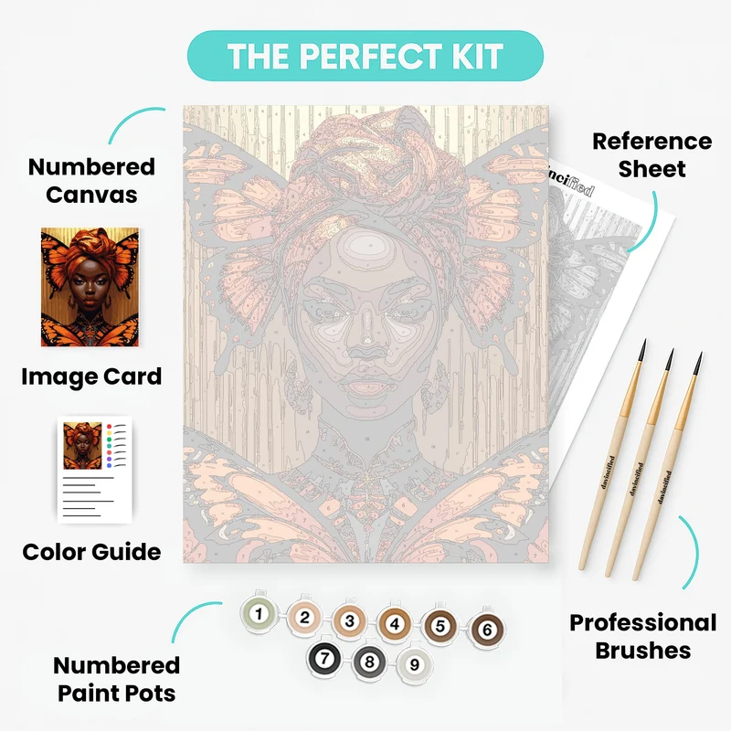African Butterfly Queen Portrait - Paint by Numbers Kit