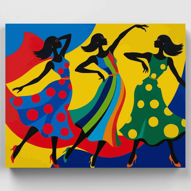 Dancing Women in Colorful Dresses - Paint by Numbers Kit