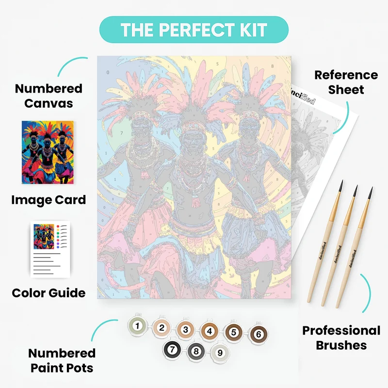 Vibrant African Tribal Dancers - Paint by Numbers Kit