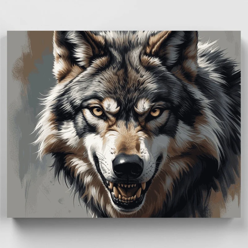 Fierce Wolf Portrait - Paint by Numbers Kit