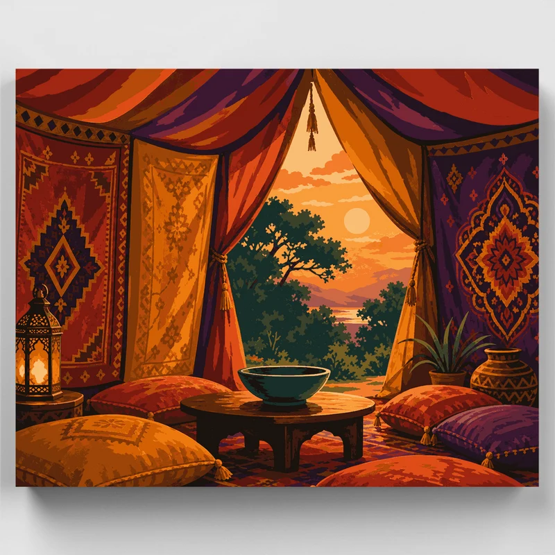 Bohemian Tent Sunset - Paint by Numbers Kit