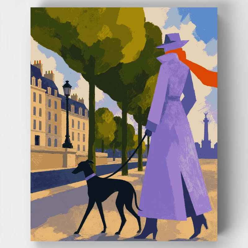 Parisian Greyhound Walk - Paint by Numbers Kit