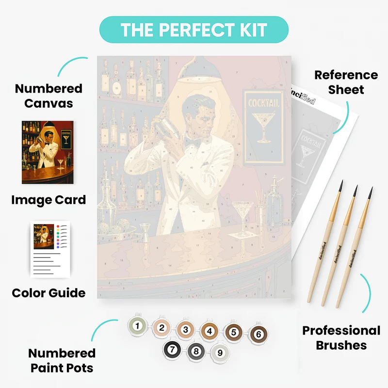 Cocktail Shaker Bartender - Paint by Numbers Kit