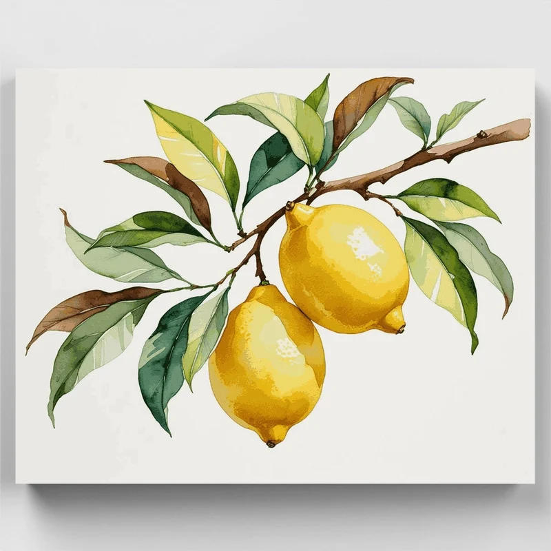Lemon Branch Watercolor - Paint by Numbers Kit