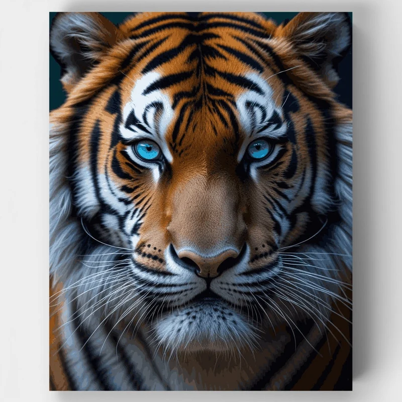 Majestic Blue-Eyed Tiger Portrait - Paint by Numbers Kit