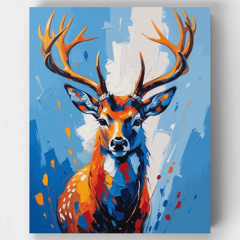Colorful Deer Portrait - Paint by Numbers Kit
