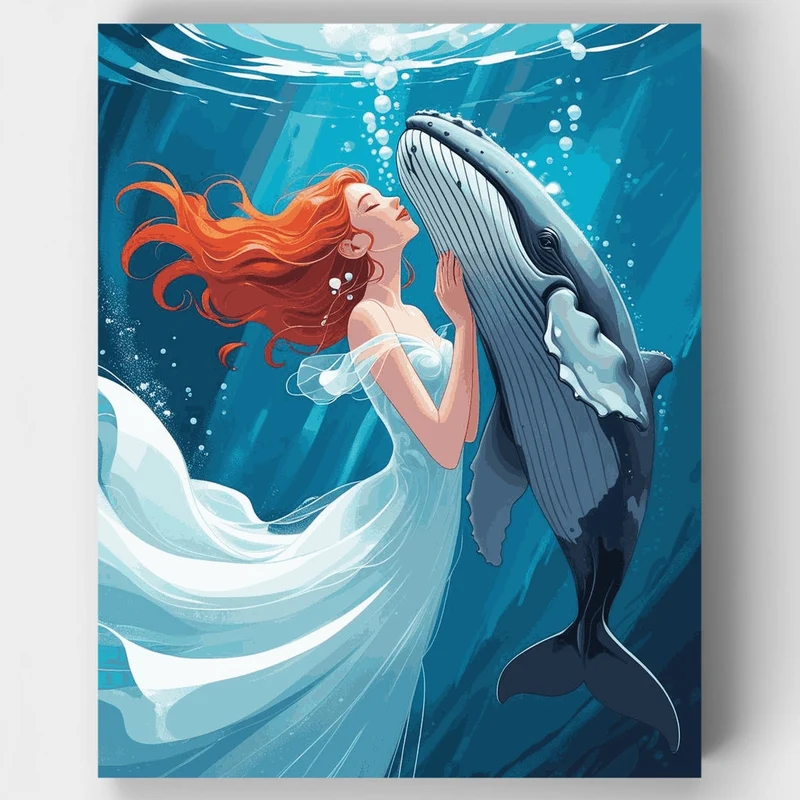 Underwater Whale Encounter - Paint by Numbers Kit