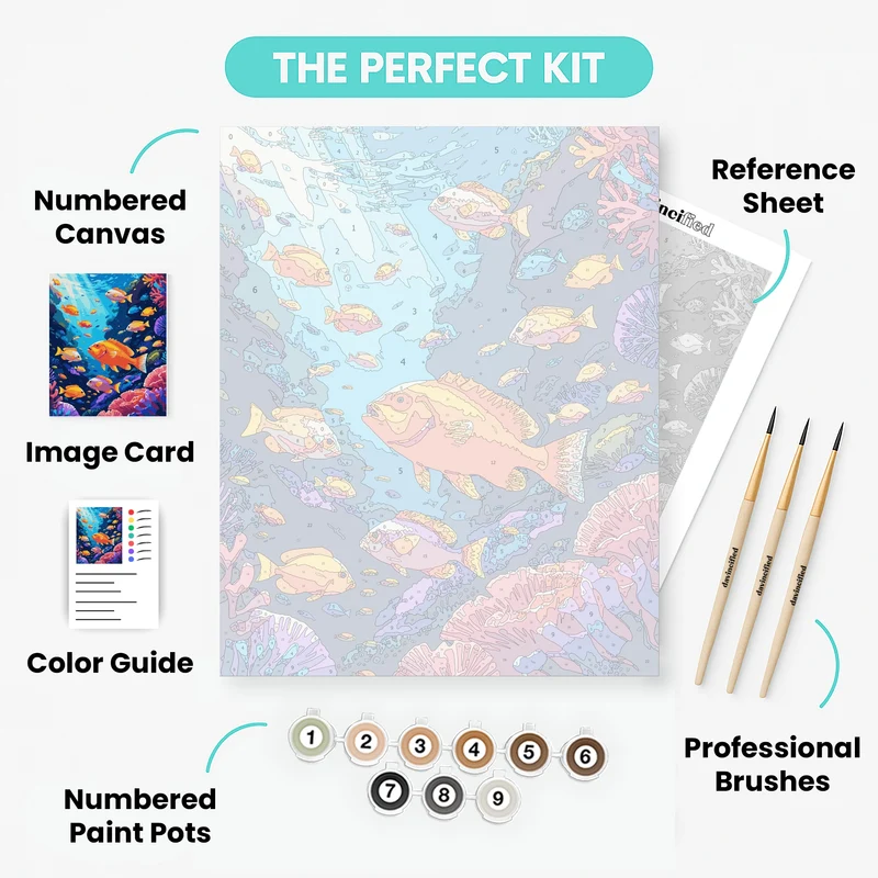 Vibrant Coral Reef Fish Paradise - Paint by Numbers Kit