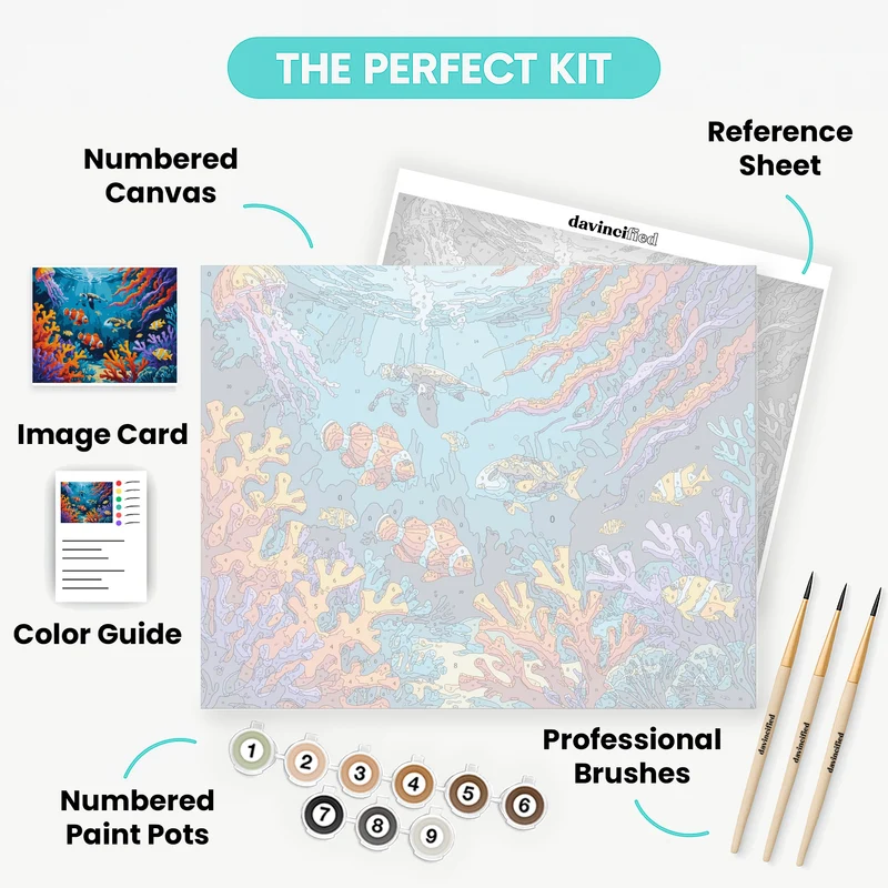 Colorful Coral Reef Marine Life - Paint by Numbers Kit
