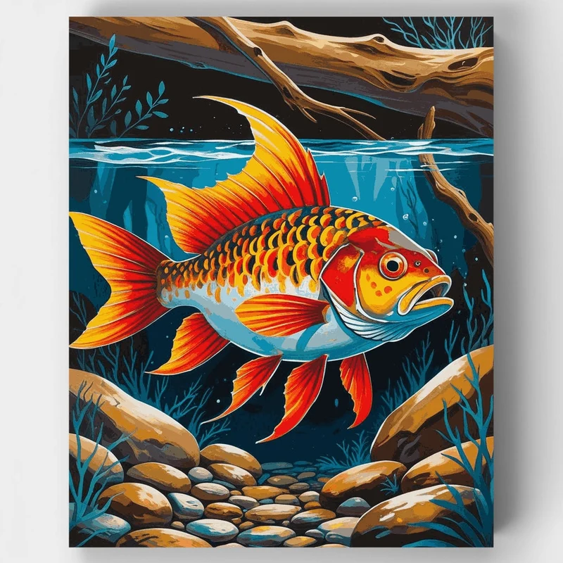Vibrant Goldfish Underwater Scene - Paint by Numbers Kit