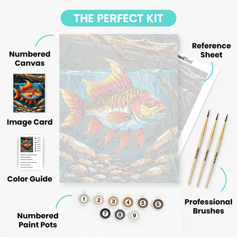 Vibrant Goldfish Underwater Scene - Paint by Numbers Kit
