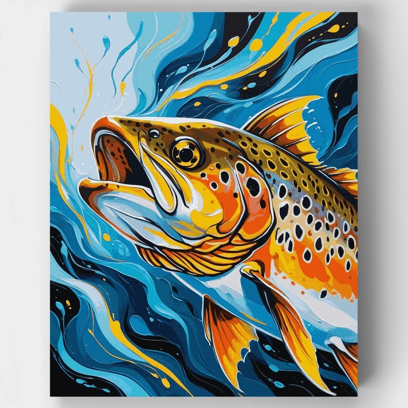 Vibrant Trout in Flowing Waters - Paint by Numbers Kit