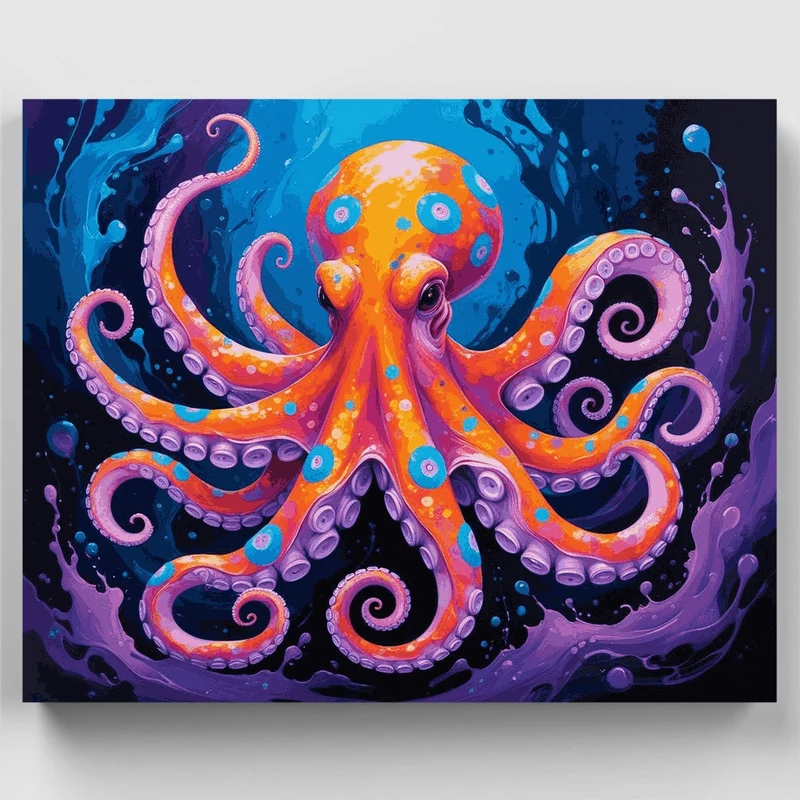 Colorful Octopus in Cosmic Waters - Paint by Numbers Kit