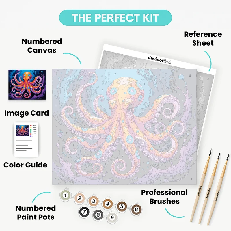 Colorful Octopus in Cosmic Waters - Paint by Numbers Kit
