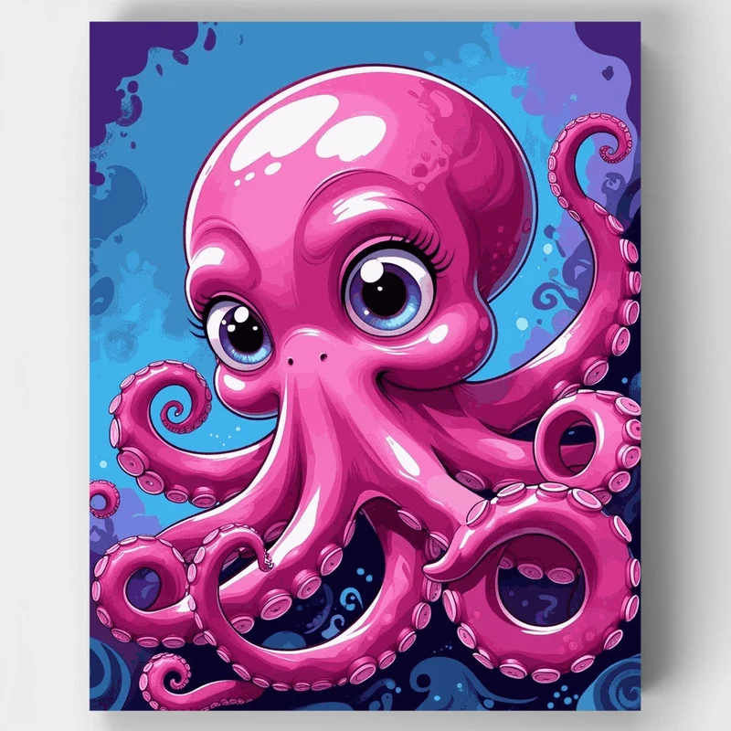 Adorable Pink Octopus - Paint by Numbers Kit