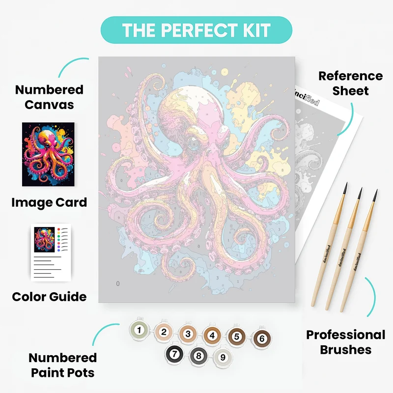 Vibrant Octopus Splash Art - Paint by Numbers Kit