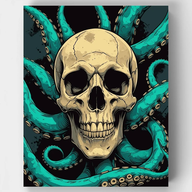 Skull and Octopus Tentacles - Paint by Numbers Kit