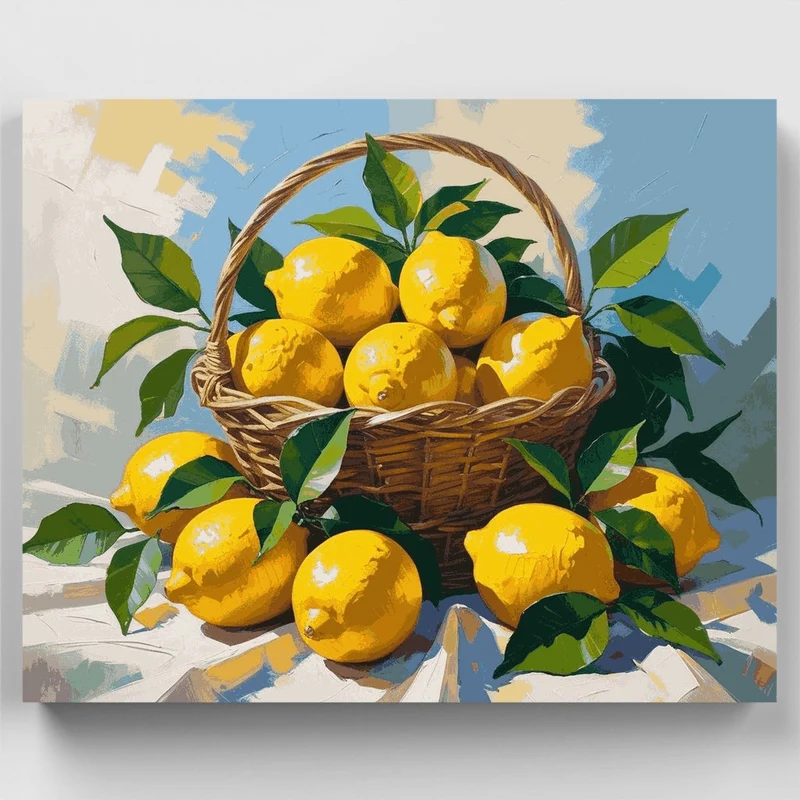 Basket of Fresh Lemons - Paint by Numbers Kit