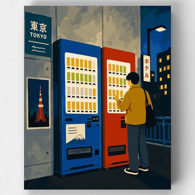 Vending Machines at Night - Paint by Numbers Kit