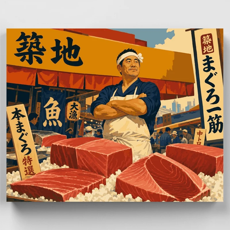 Tsukiji Tuna Vendor - Paint by Numbers Kit