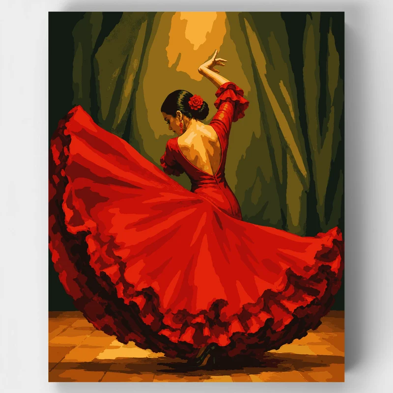 Flamenco in Red - Paint by Numbers Kit