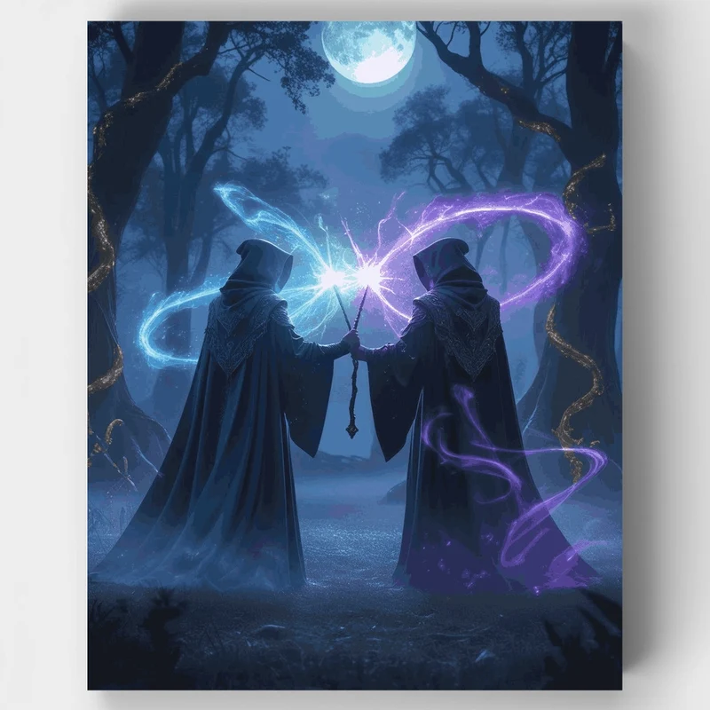 Mystical Wizards Duel - Paint by Numbers Kit