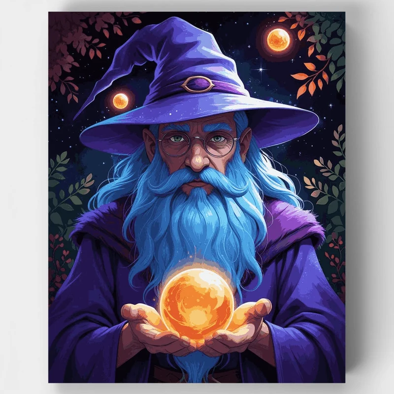 Mystical Wizard with Crystal Ball - Paint by Numbers Kit