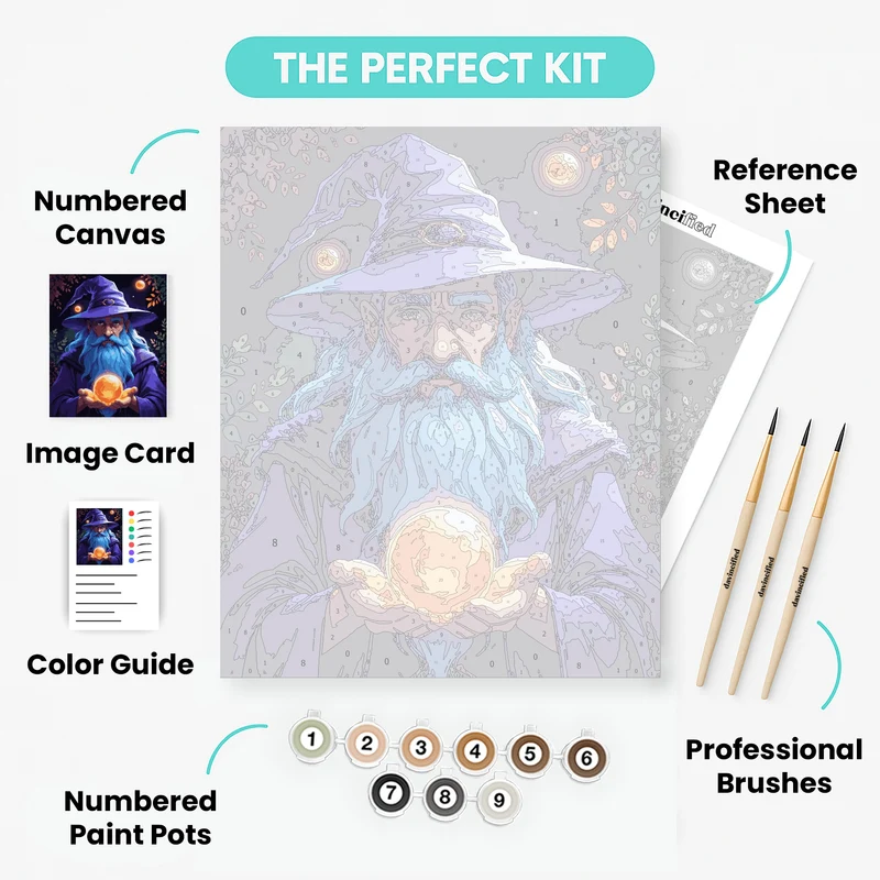 Mystical Wizard with Crystal Ball - Paint by Numbers Kit