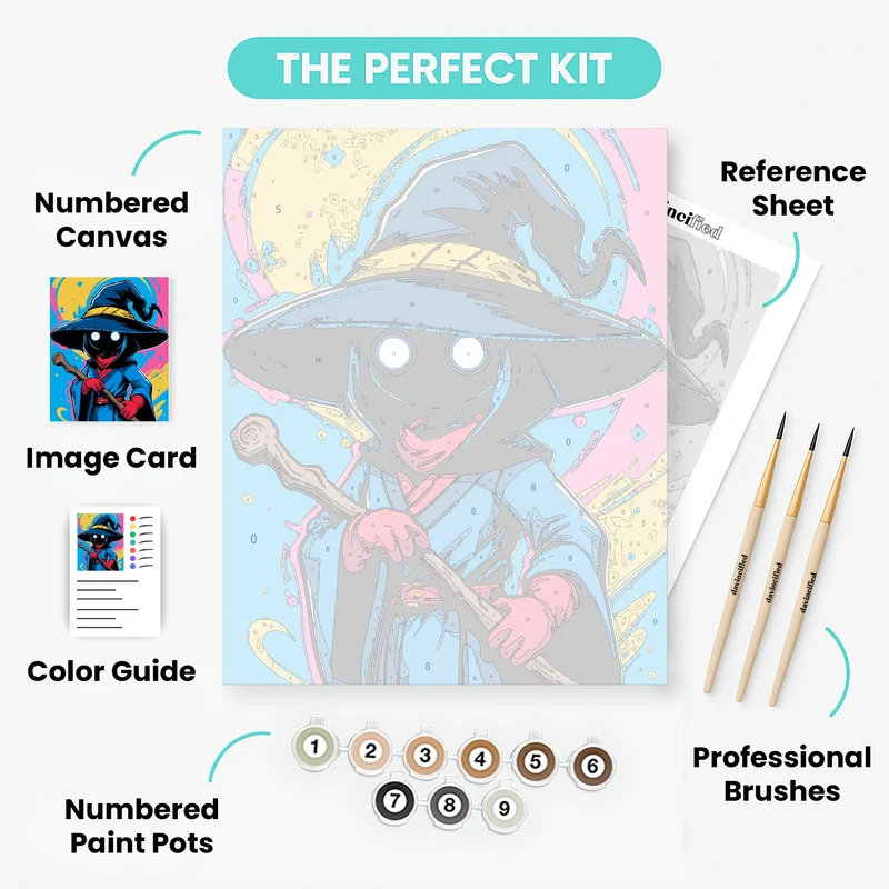Mystical Wizard with Staff - Paint by Numbers Kit