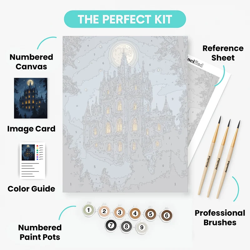 Enchanted Moonlit Castle - Paint by Numbers Kit
