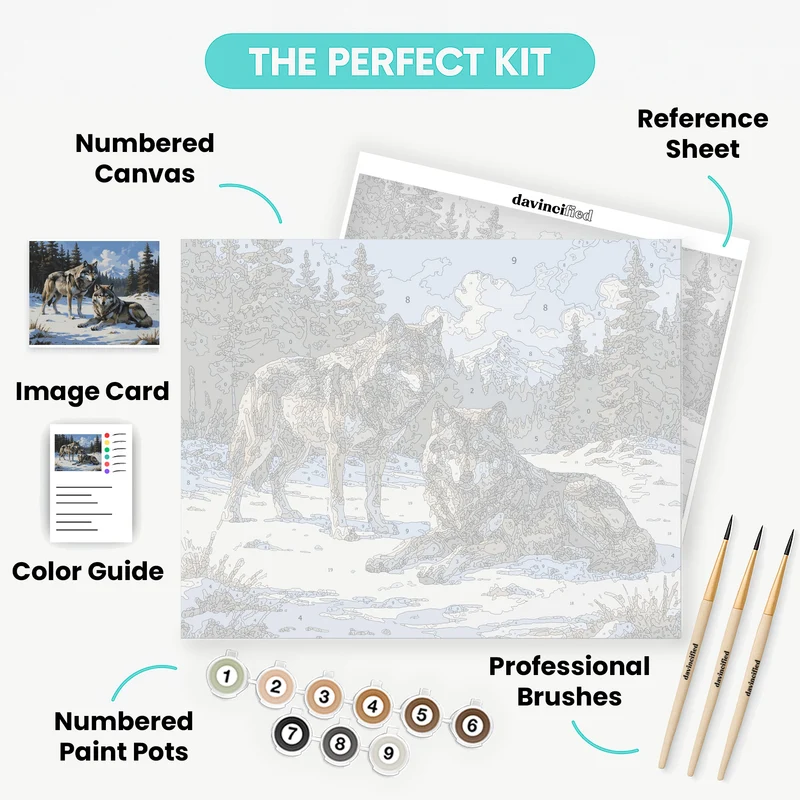 Winter Wolves in Snowy Forest - Paint by Numbers Kit