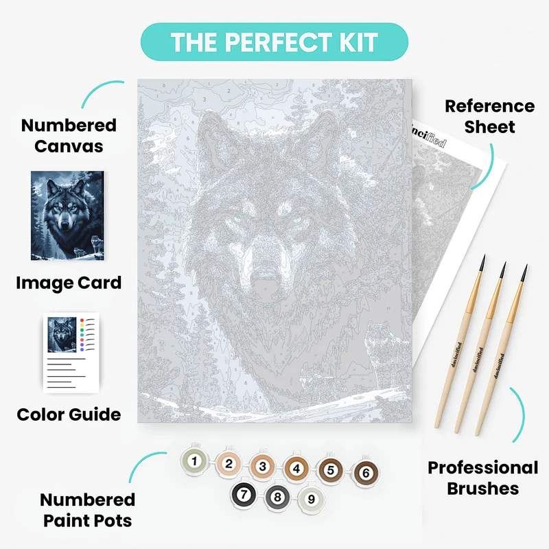 Majestic Wolf Pack in Winter Forest - Paint by Numbers Kit